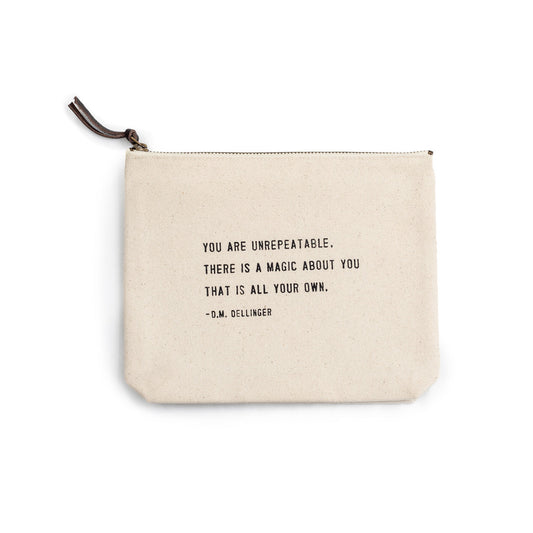 Canvas Zipper Bag - You Are Unrepeatable There Is A Magic About You That Is All Your Own - Mellow Monkey