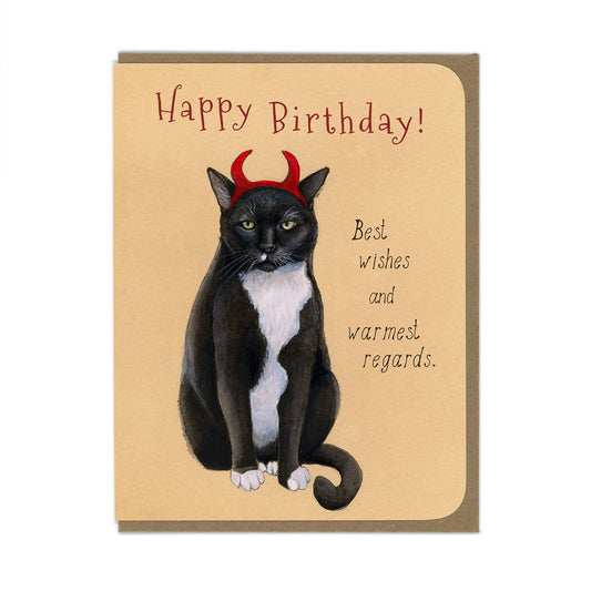 Devil Cat Birthday Greeting Card - Mellow Monkey
