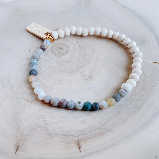 Bamboo Agate Wood and Gemstone Bracelet - Mellow Monkey