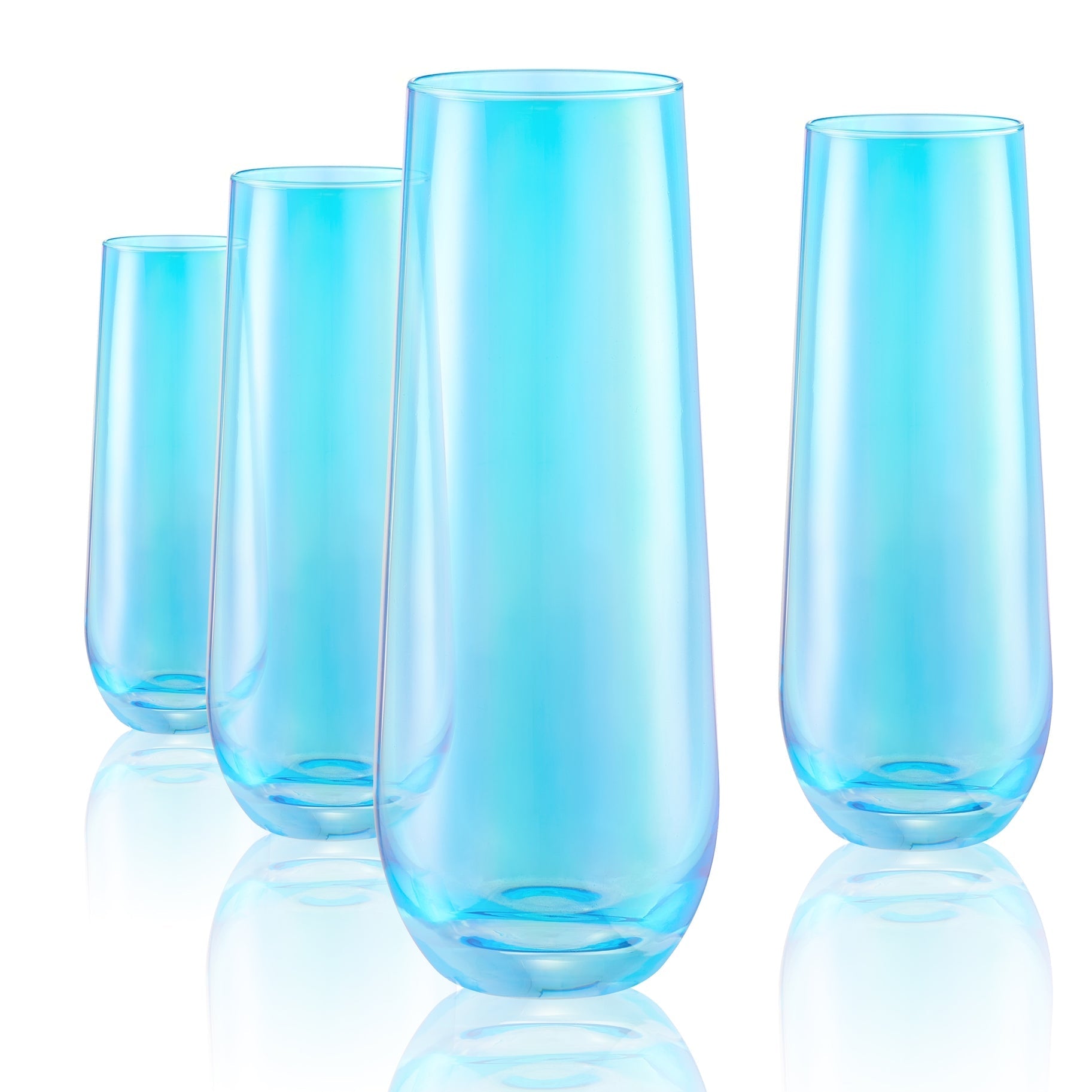 Luster Stemless Champagne Flute - 10-oz - Turquoise - Mellow Monkey