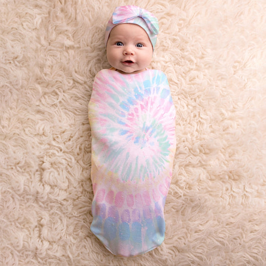 Cutie Cocoon™ Matching Cocoon & Hat Set - Rainbow Tie Dye - Mellow Monkey