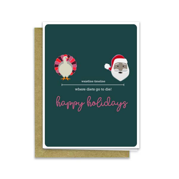 Happy Holidays -  Where Diets Go To Die - Holiday Greeting Card - Mellow Monkey