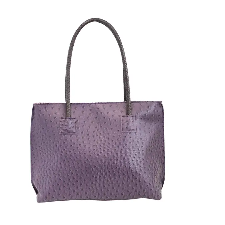 Purple - Ostrich Zip Top Tote Bag - Mellow Monkey