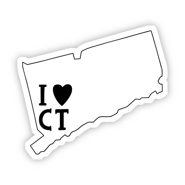 I Love Connecticut - Vinyl Decal Sticker - Black and White - Mellow Monkey