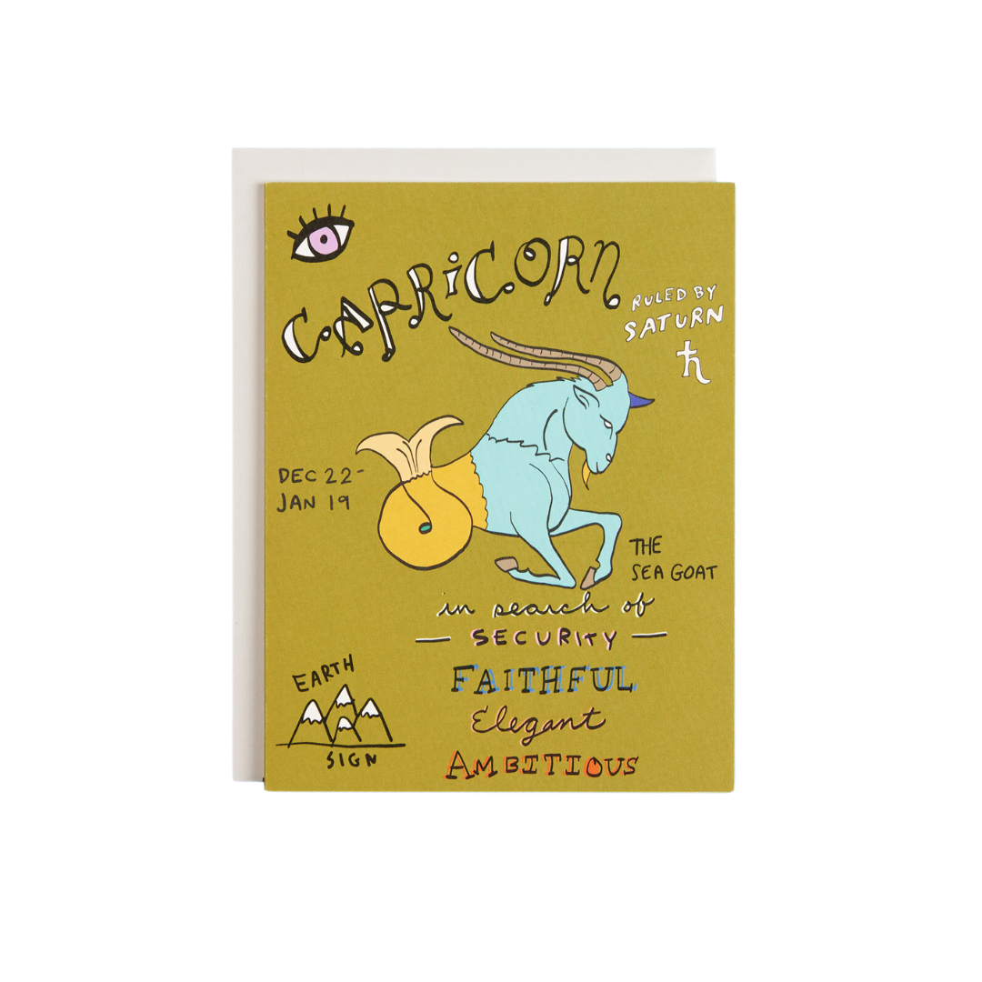Zodiac Astrology Birthday Greeting Card - Capricorn (Dec 22 - Jan 19) - Mellow Monkey