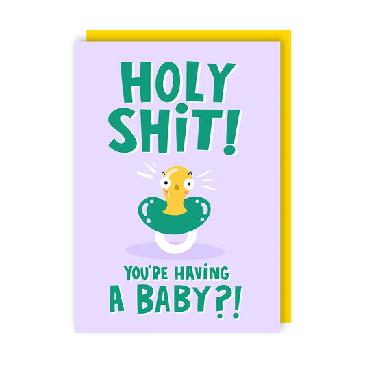 Holy Shit! You're Having A Baby?! - New Baby New Parents Pregnancy Greeting Card - Mellow Monkey