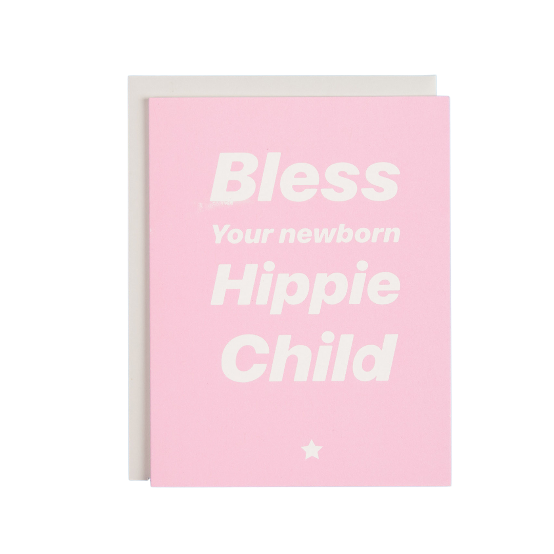 Bless Your Newborn Hippie Child - New Baby Greeting Card - Mellow Monkey
