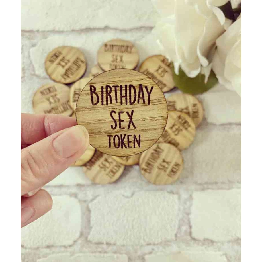 Birthday Sex Token - Wooden Token - 1.6" x 1.6" - Mellow Monkey
