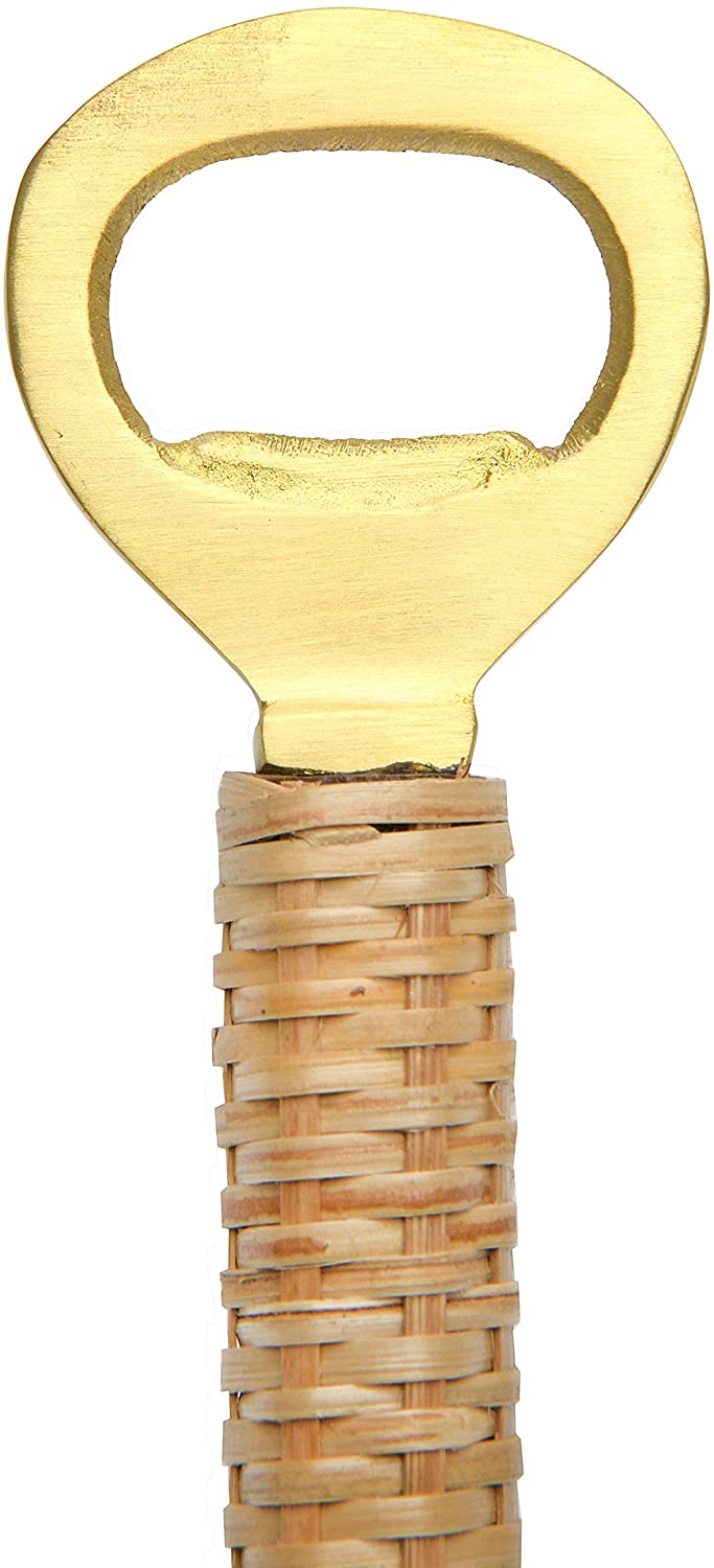 Brass and Bamboo Wrapped Handle Bottle Opener - 6-in - Mellow Monkey