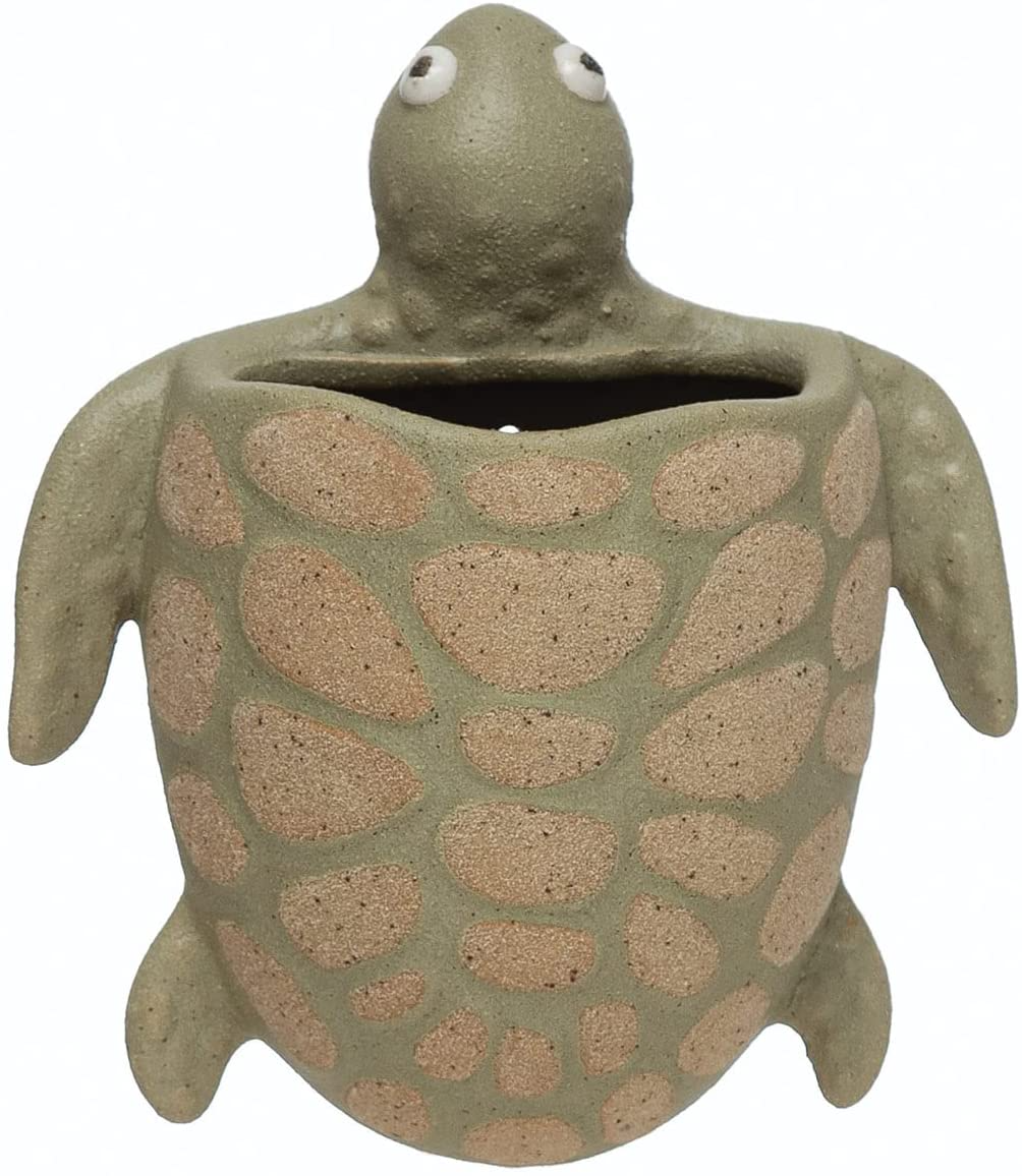Stoneware Turtle Wall Planter Vase - 6-3/4-in - Mellow Monkey