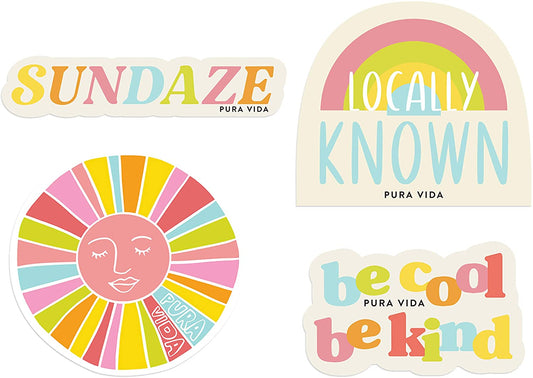 Puravida Brightside Sticker Pack - Set of 4 Stickers - Mellow Monkey