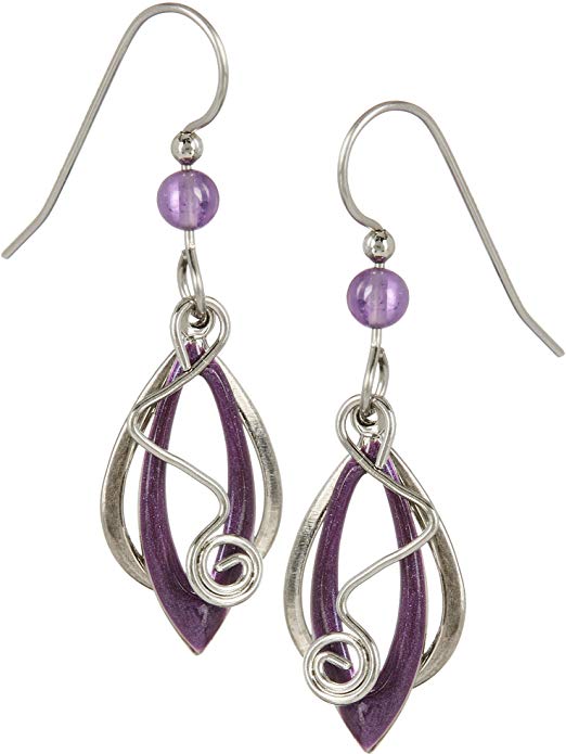 Silver Forest Surgical Steel Purple and Silvertone ZigZag Earrings - Mellow Monkey