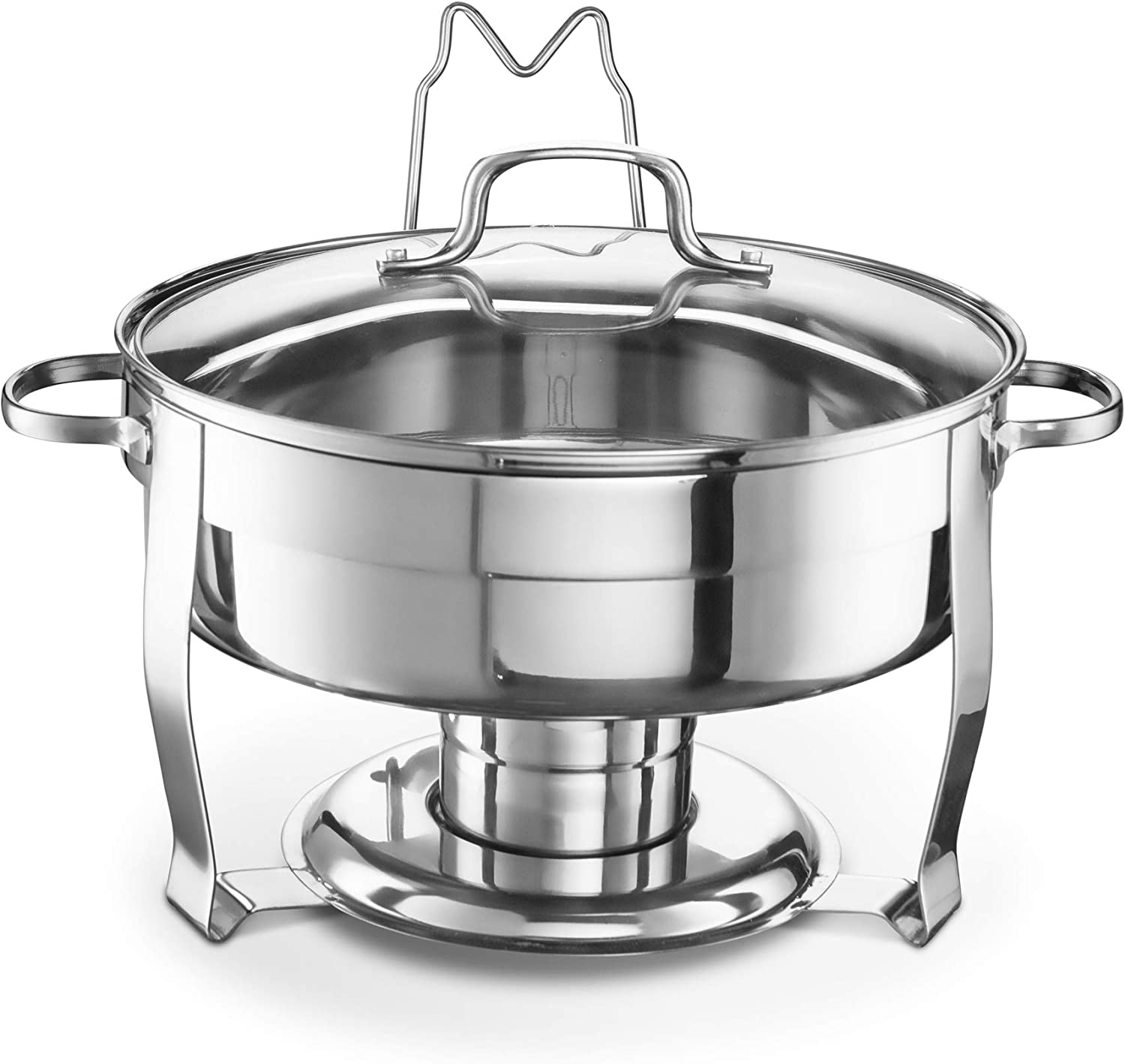 Kook Stainless Steel Chafing Dish Buffet Set with Glass Viewing Lid - 4-1/2-qt - Mellow Monkey