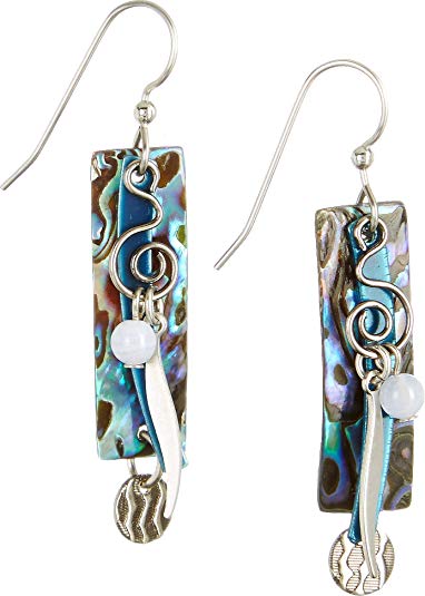 Silver Forest Abalone Rectangle Blue Earrings - Mellow Monkey