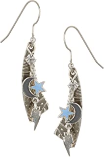 Silver Forest Moon & Star Layered Linear Earrings - Mellow Monkey