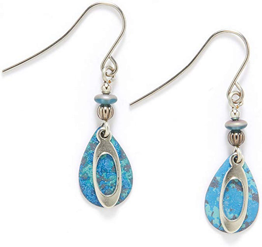 Silver Forest of Vermont Silver Turquoise and Silver Tone Teardrop Earrings - Mellow Monkey