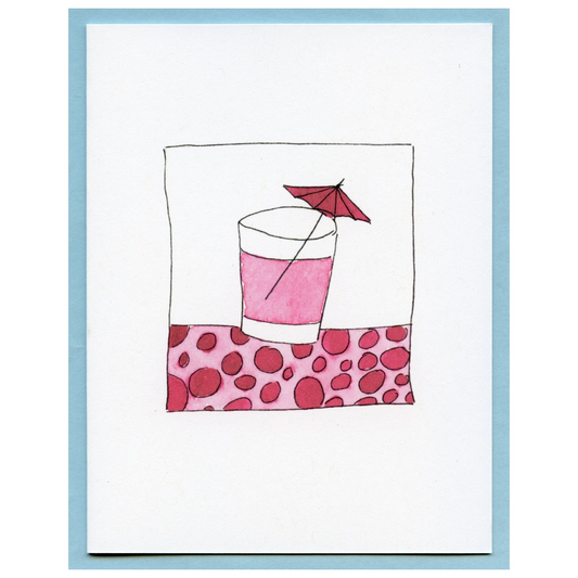 Red Umbrella Cocktail - Greeting Card - Mellow Monkey