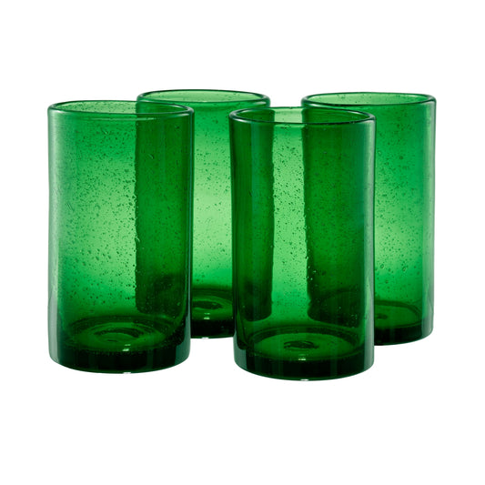 Iris Double High Ball Beverage Glass - 17-oz Green - Mellow Monkey