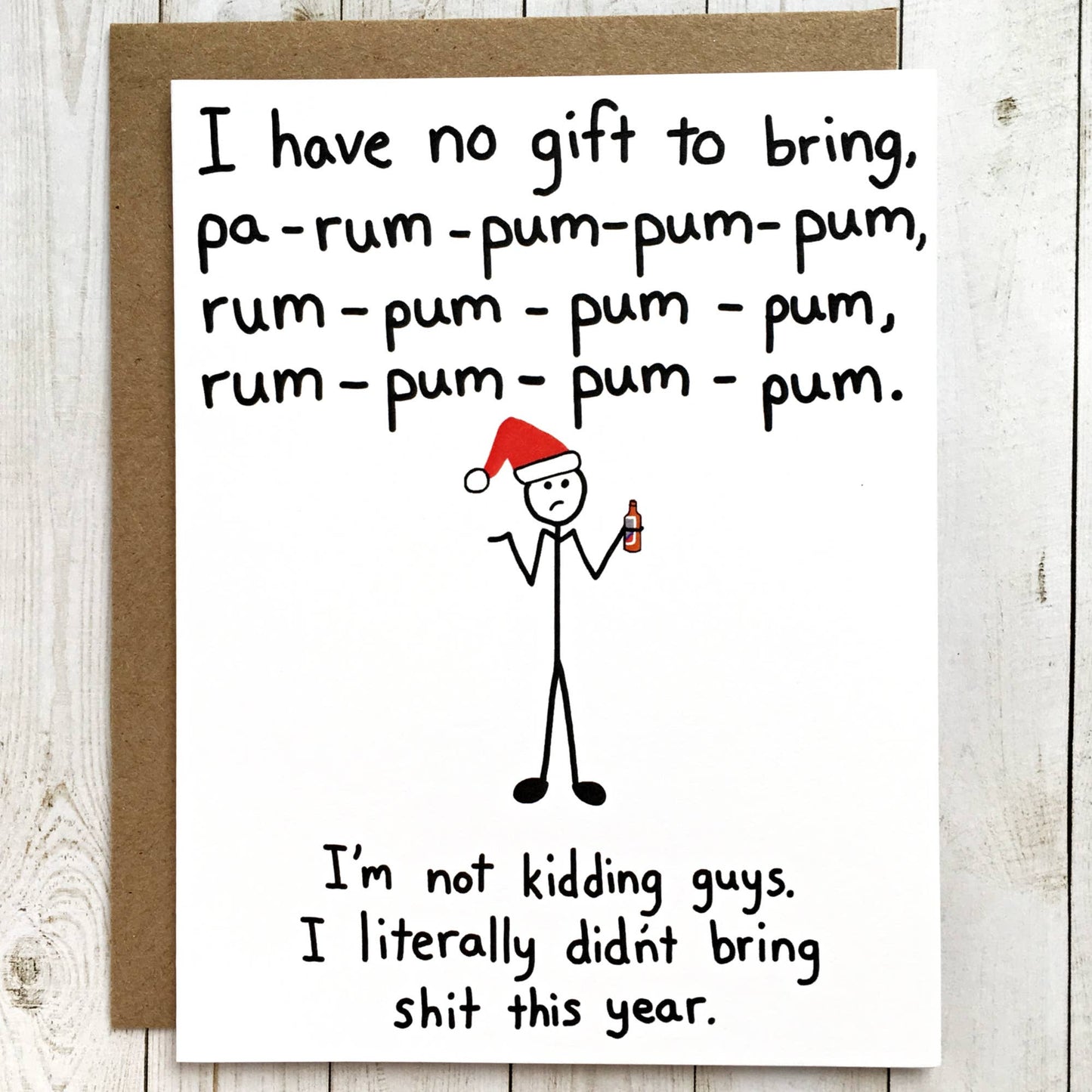 I Have No Gift To Bring Pa-Rum-Pum-Pum-Pum - Funny Christmas Greeting Card - Mellow Monkey
