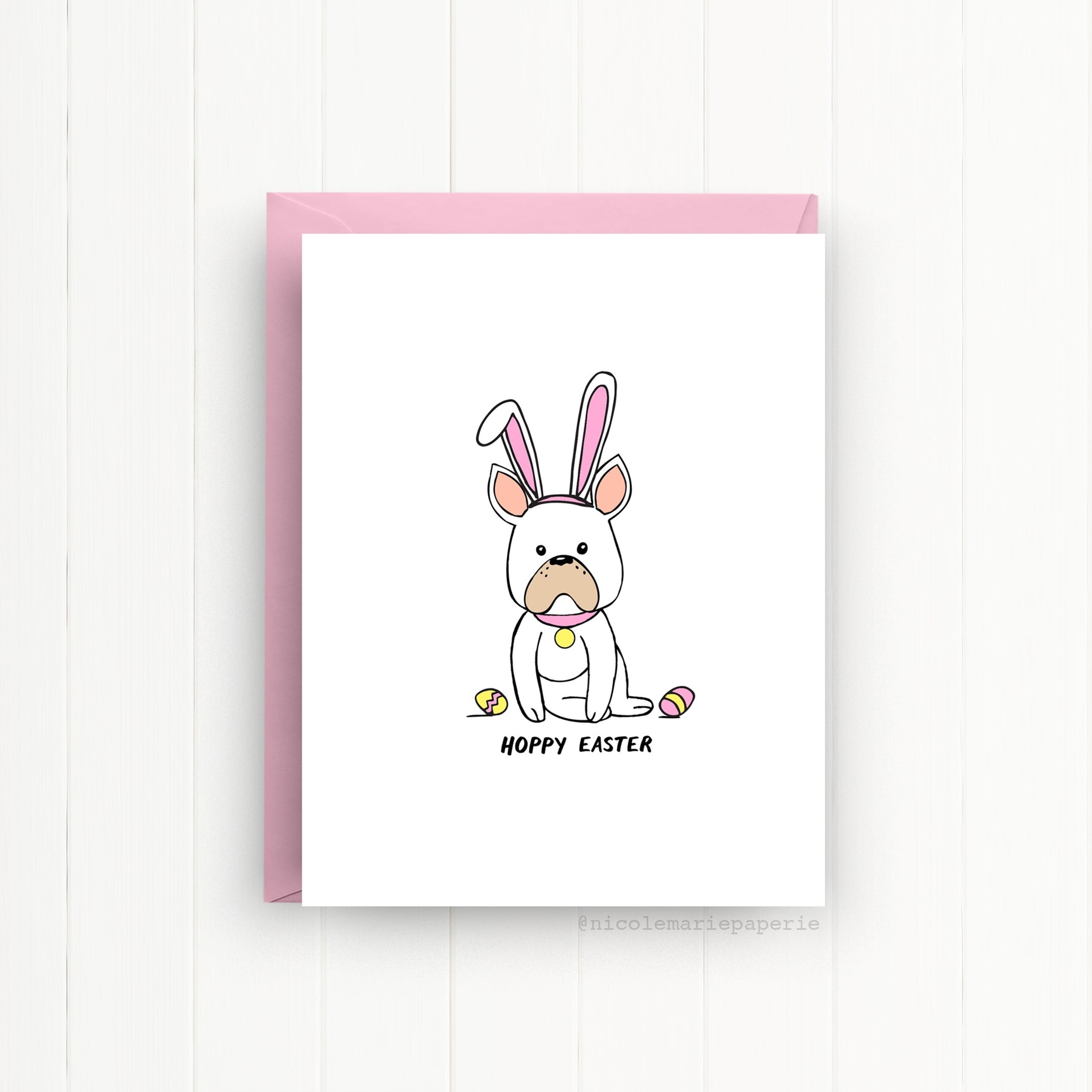 Hoppy Easter Bulldog Bunny Ears - Happy Easter Greeting Card - Mellow Monkey