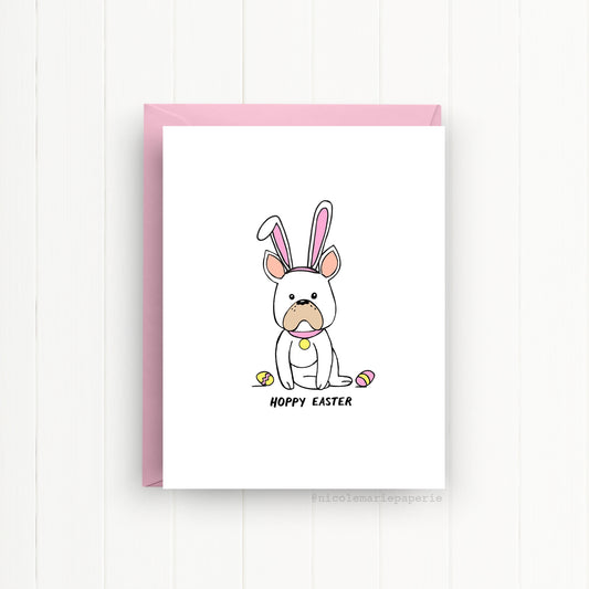 Hoppy Easter Bulldog Bunny Ears - Happy Easter Greeting Card - Mellow Monkey