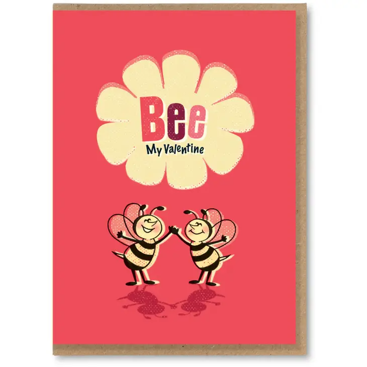 Bee My Valentine - Funny Vintage Retro Style Valentine's Day Greeting Card - Mellow Monkey