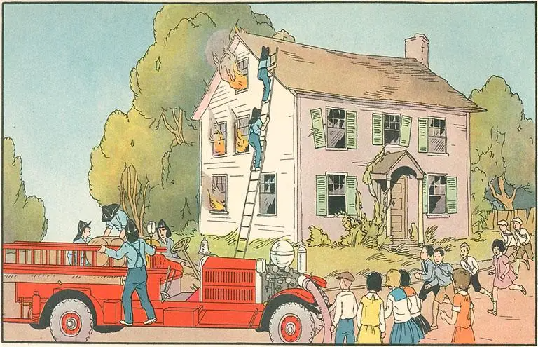 Fire Engine Responding to Call - Vintage Postcard - 3-1/2 x 5-1/2-in. - Mellow Monkey