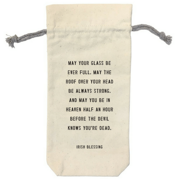 Canvas Wine Bag - May Your Glass Be Ever Full - Mellow Monkey