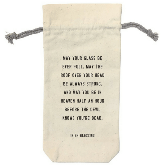 Canvas Wine Bag - May Your Glass Be Ever Full - Mellow Monkey