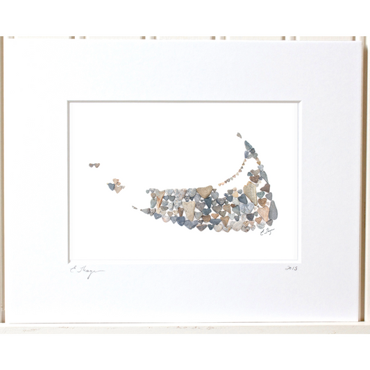 Nantucket Map Heart Shaped Beach Rocks Print - Mellow Monkey