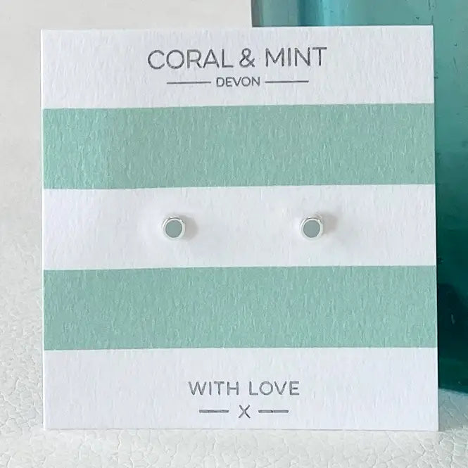 Coral and Mint  Mini Pastel Blue Enamel Studs.