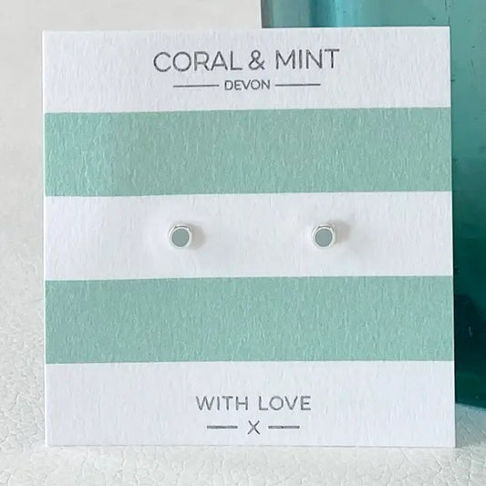 Coral and Mint - Mini Pastel Blue Enamel Studs - Mellow Monkey