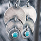 Metal Moon Turquoise Earrings