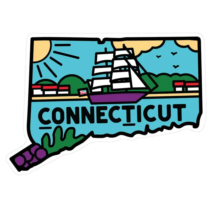 Connecticut Clipper Ship Mini Vinyl Decal Sticker - Mellow Monkey