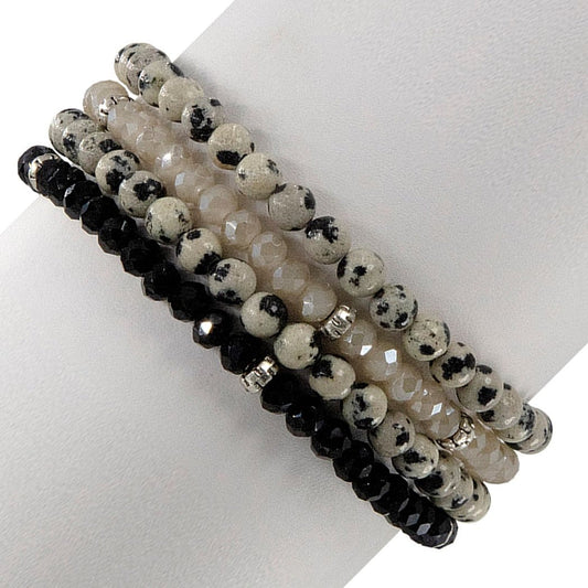 Mini Gemstone and Crystal Bracelet Set - Dalmatian - Mellow Monkey