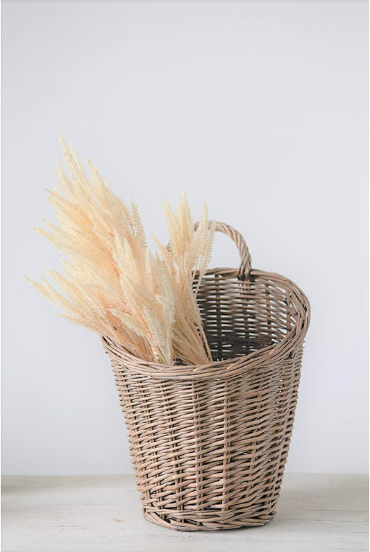 Rattan Wall Basket With Handle - 14-3/4-in - Mellow Monkey