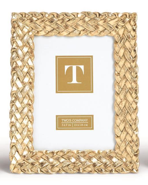 Tresse d'Or Gold Braid Pattern Photo Frame - 9-1/4-in (Holds 5-in x 7-in photo) - Mellow Monkey