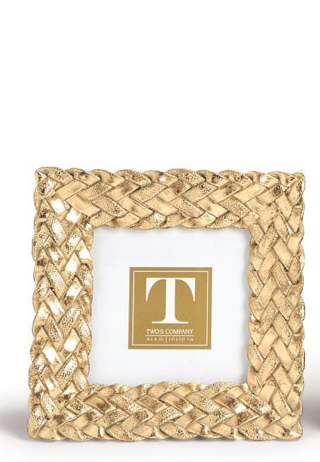 Tresse d'Or Gold Braid Pattern Photo Frame - 6-1/4-in Square (Holds 4-in x 4-in photo) - Mellow Monkey