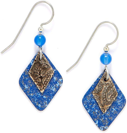 Silver Forest Blue Layer Drop Earrings - Mellow Monkey