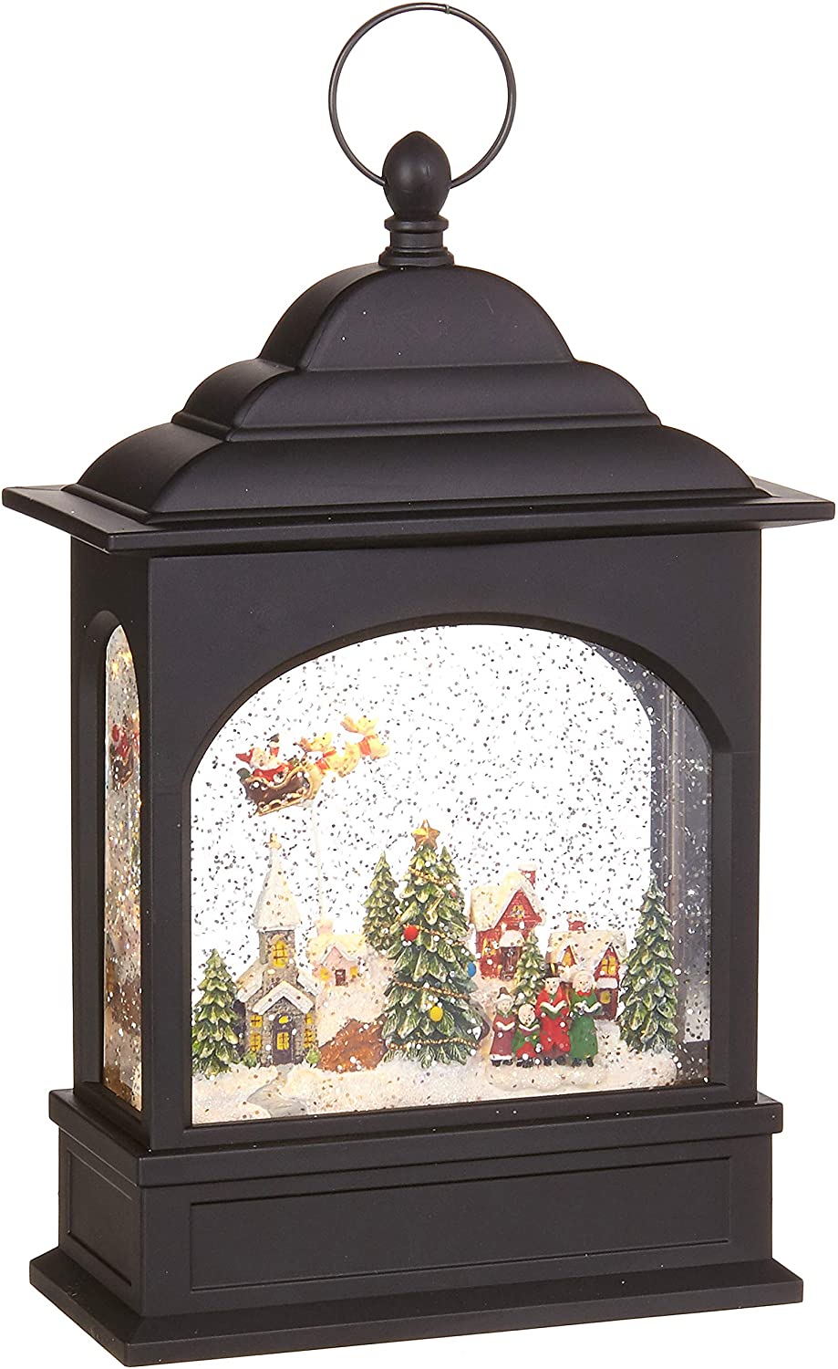 Lighted Flying Santa Snow Globe Holiday Water Lantern 11-in - Mellow Monkey