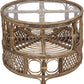 Round Bamboo Table with Glass Top and Bottom Shelf - 25-1/2-in - Mellow Monkey