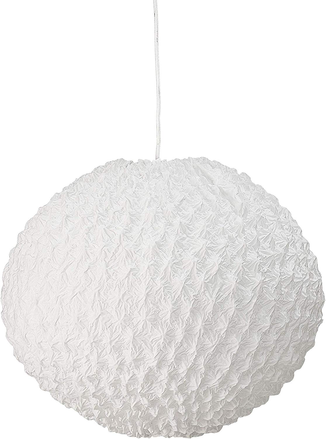 Round Metal Pendant Light with Pleated Cotton Shade - 19-1/2-in - Mellow Monkey