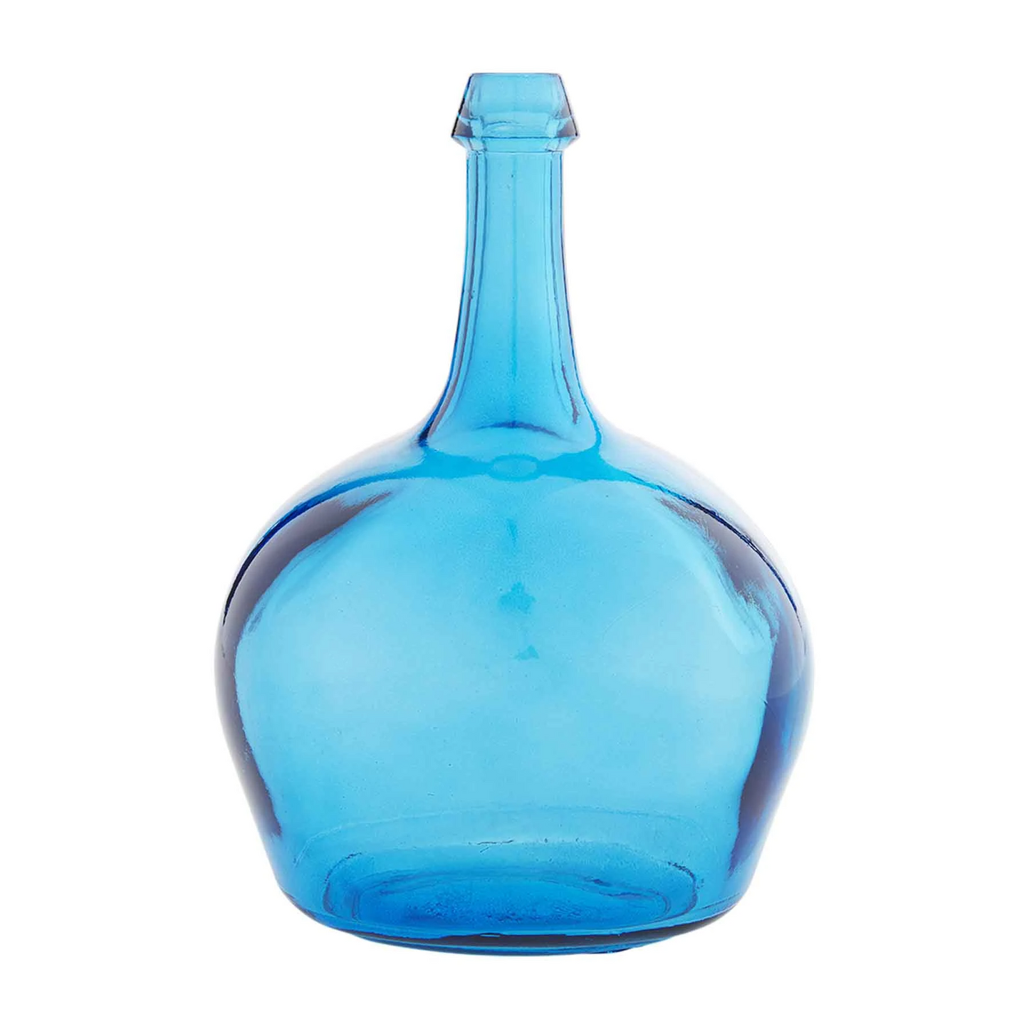 Blue Bottleneck Glass Vase - 11-in - Mellow Monkey