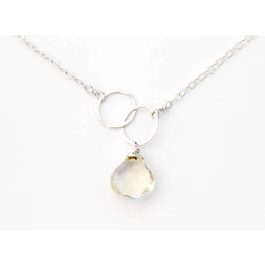 Silver Citrine Asymmetrical Necklace - Silver - Mellow Monkey