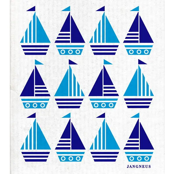 Boats - Blue - Swedish Dishcloth - Mellow Monkey