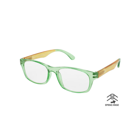 Island Inspired Reading Glasses - Unisex - With Woven Carry Case - Green/Orange/Green - Mellow Monkey