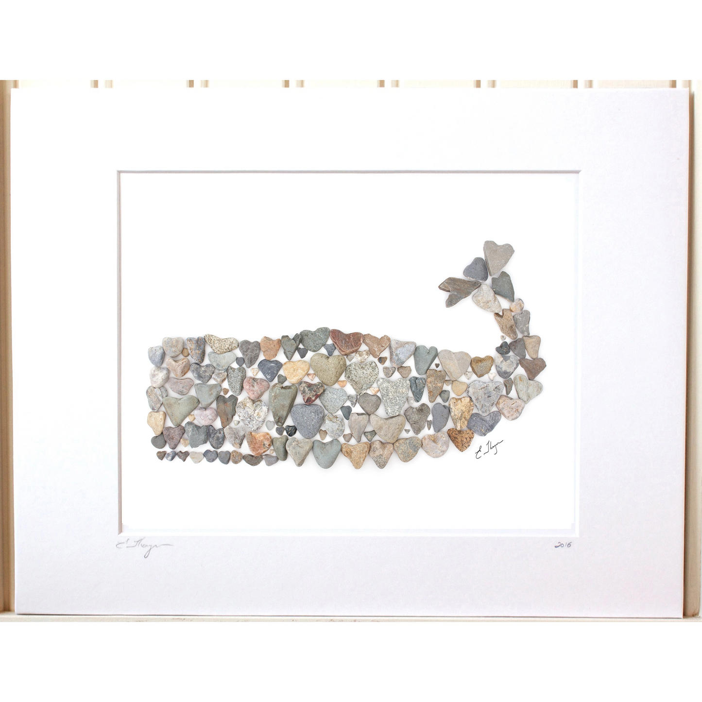 Whale Heart Shaped Beach Rocks Print - Mellow Monkey
