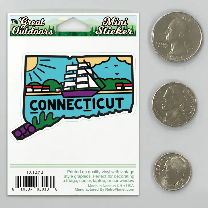 Connecticut Clipper Ship Mini Vinyl Decal Sticker - Mellow Monkey