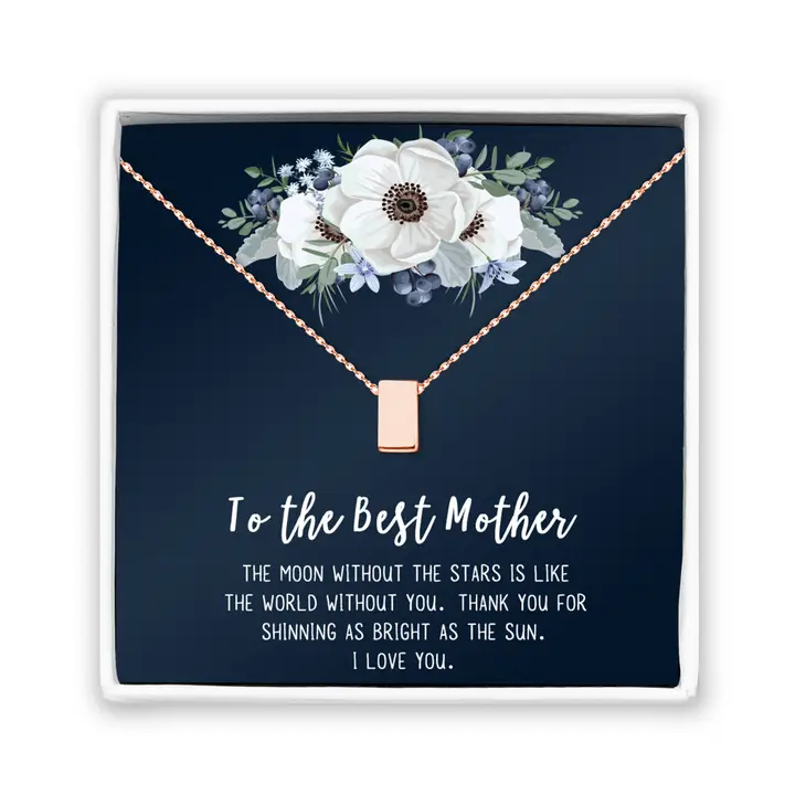 To The Best Mom - Cube Necklace - Rose Gold - Mellow Monkey