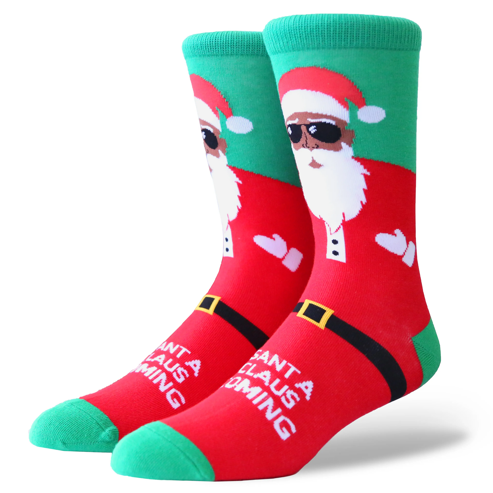 Merry Christmas Socks - African American Santa With Sunglass - Mellow Monkey